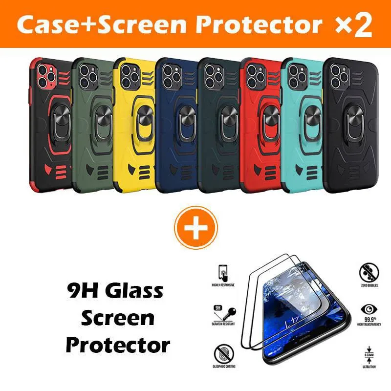 2022 Anti Fall Rugged Shield Ring Bracket Phone case For iPhone 12 Series