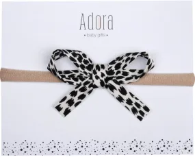 Adora Baby Mini Ribbon Bow Headband- Black Speckled