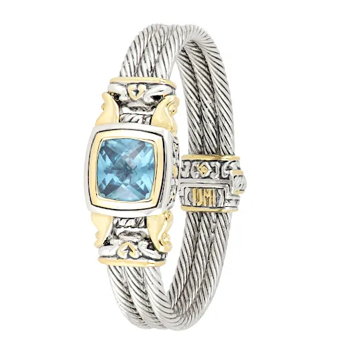 Anvil Square Cable Magnetic Clasp Aqua Bracelet by John Medeiros