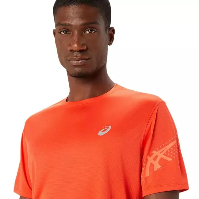 Asics Icon SS Mens Tennis Top - True Red/Sunrise Red