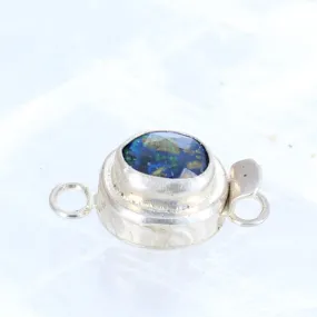 Azurite Faceted Sterling Clasp Patterned Design 7x9mm