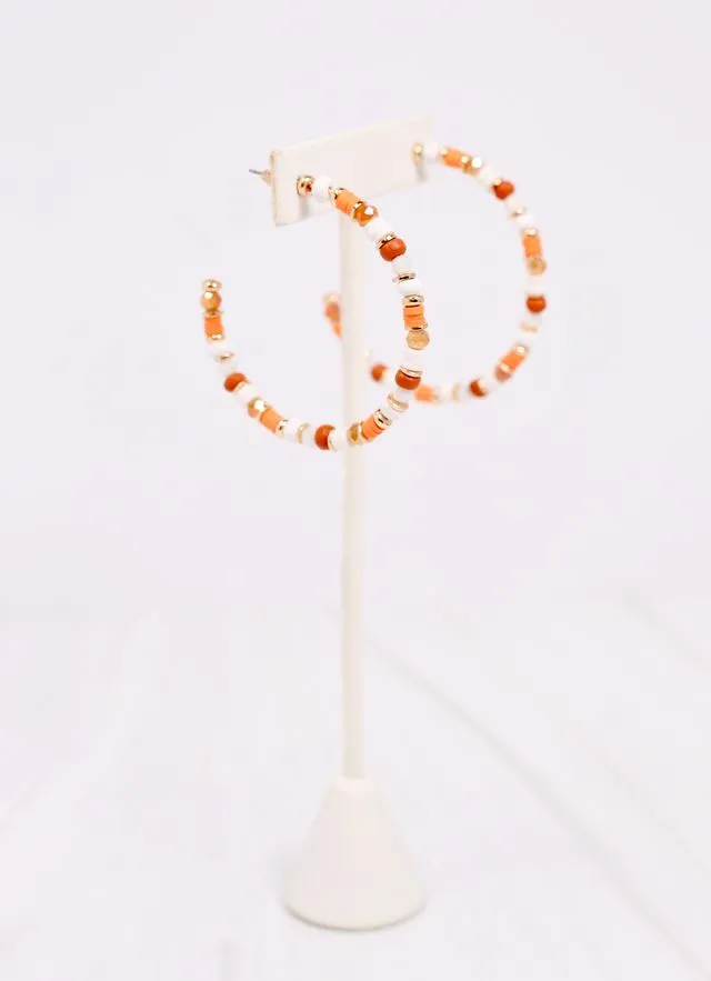 Bartlett Beaded Hoop Earring ORANGE WHITE