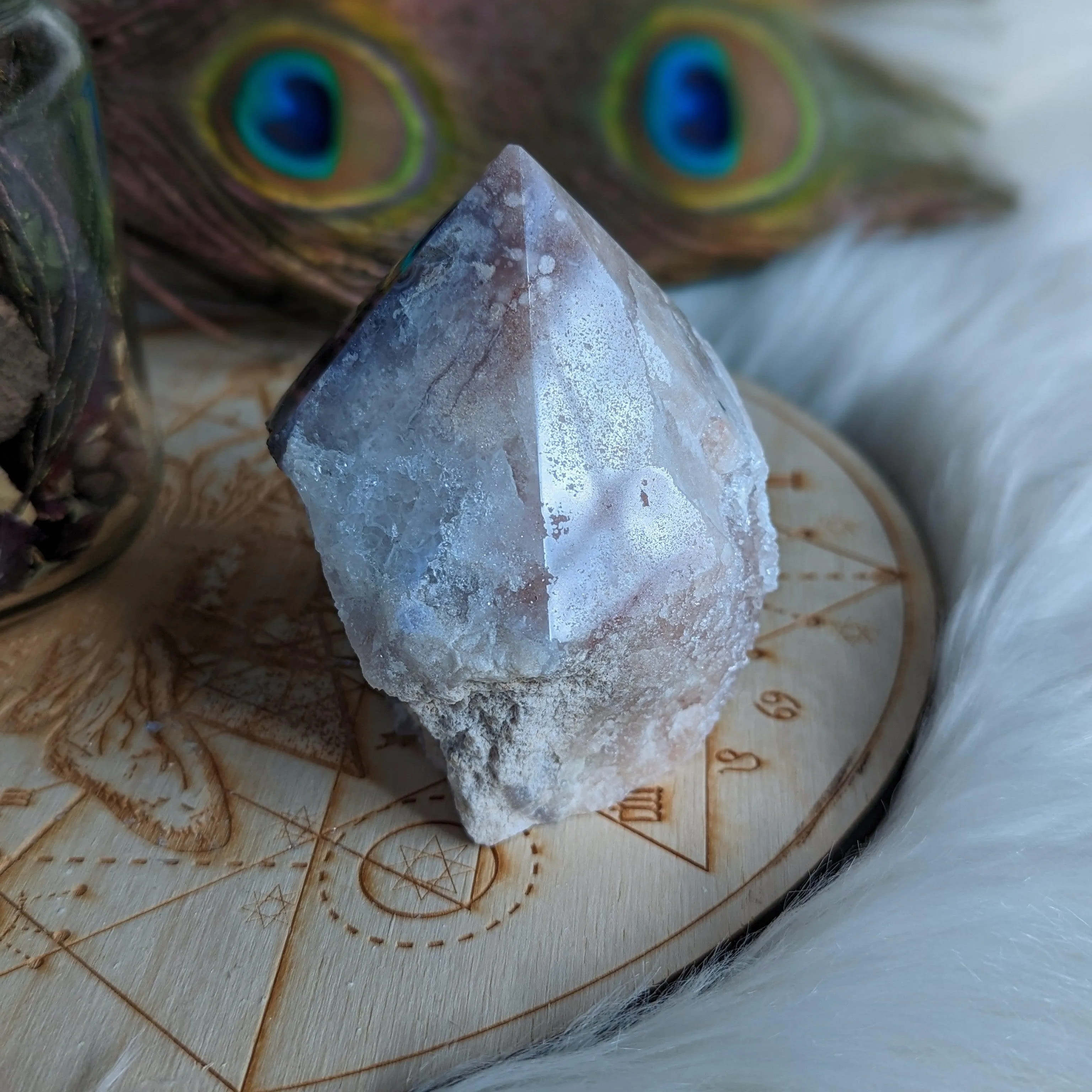 Beautiful Pink Amethyst Point #4 with Druze ~ Grid Focal Point for Healing Energies