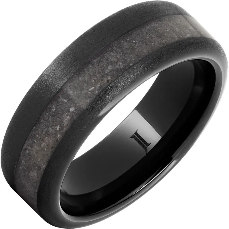 Black Diamond Ceramic White Beach Sand Inlay Ring