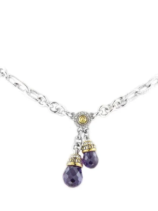 Briolette Amethyst Double Drop Necklace by John Medeiros