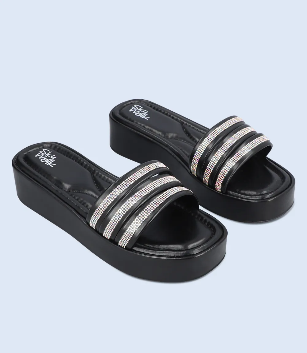 BW9636-BLACK-Women Comfort Slipper