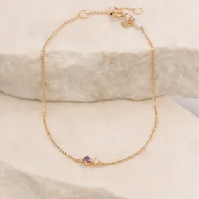 By Charlotte 14k Gold February Amethyst Birthstone Bracelet