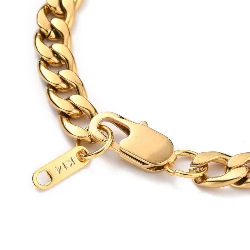 Chain Bracelets, 304 Stainless Steel, Cuban Link Bracelet, With Lobster Claw Clasp, Golden, 20cm