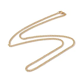 Chain Necklace, 201 Surgical Stainless Steel, Curb Chain, With Lobster Clasp, 18K Gold Plated, 60cm