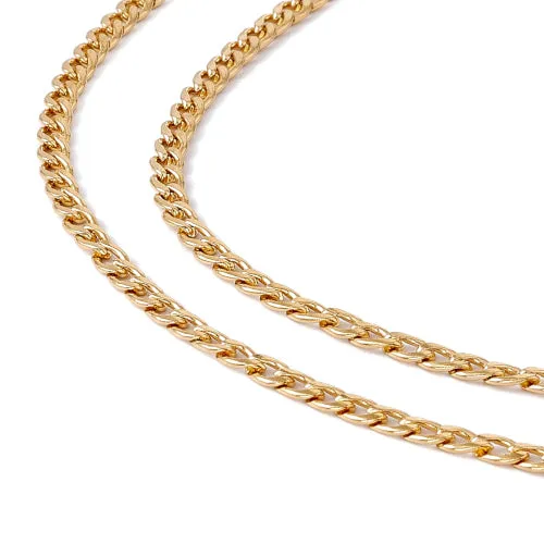 Chain Necklace, 201 Surgical Stainless Steel, Curb Chain, With Lobster Clasp, 18K Gold Plated, 60cm