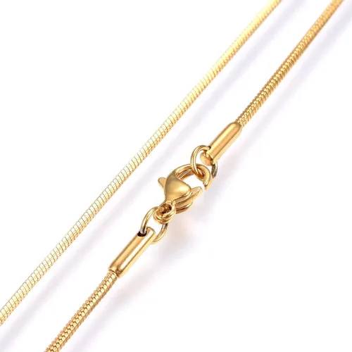 Chain Necklace, 304 Stainless Steel, 1.2mm, Snake Chain, With Lobster Clasp, Golden, 50cm