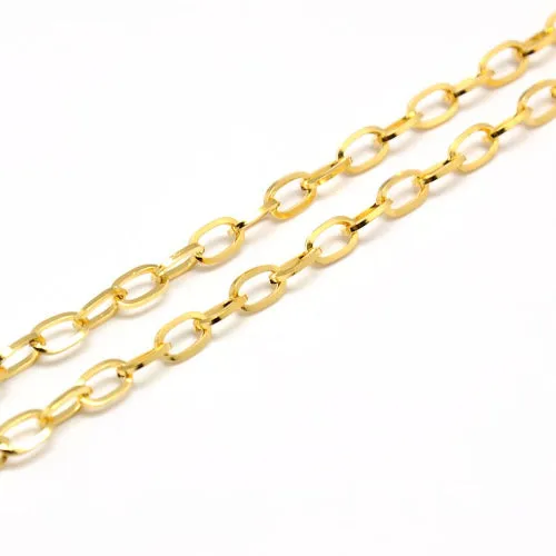 Chain Necklace, 304 Stainless Steel, Cable Chain Necklace, With Lobster Claw Clasp, Golden, 48.3-50.8cm