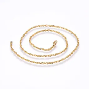 Chain Necklace, 304 Stainless Steel, Rope Chain Necklace, With Lobster Claw Clasp, Golden, 50cm