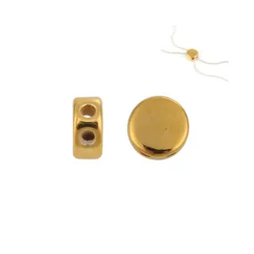 Clasp Beads, Brass, Adjustable Slider Clasp, Round, With Silicone Center, Gold Plated, 10mm