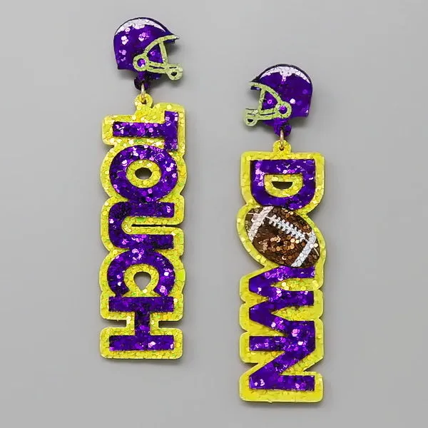 College Football Touchdown Glitter Drop Earrings