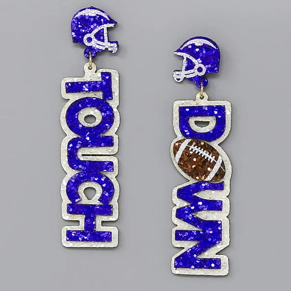 College Football Touchdown Glitter Drop Earrings