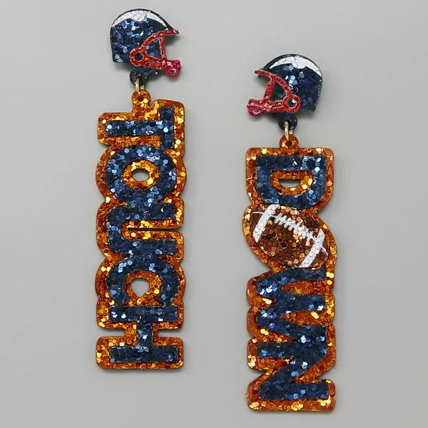 College Football Touchdown Glitter Drop Earrings