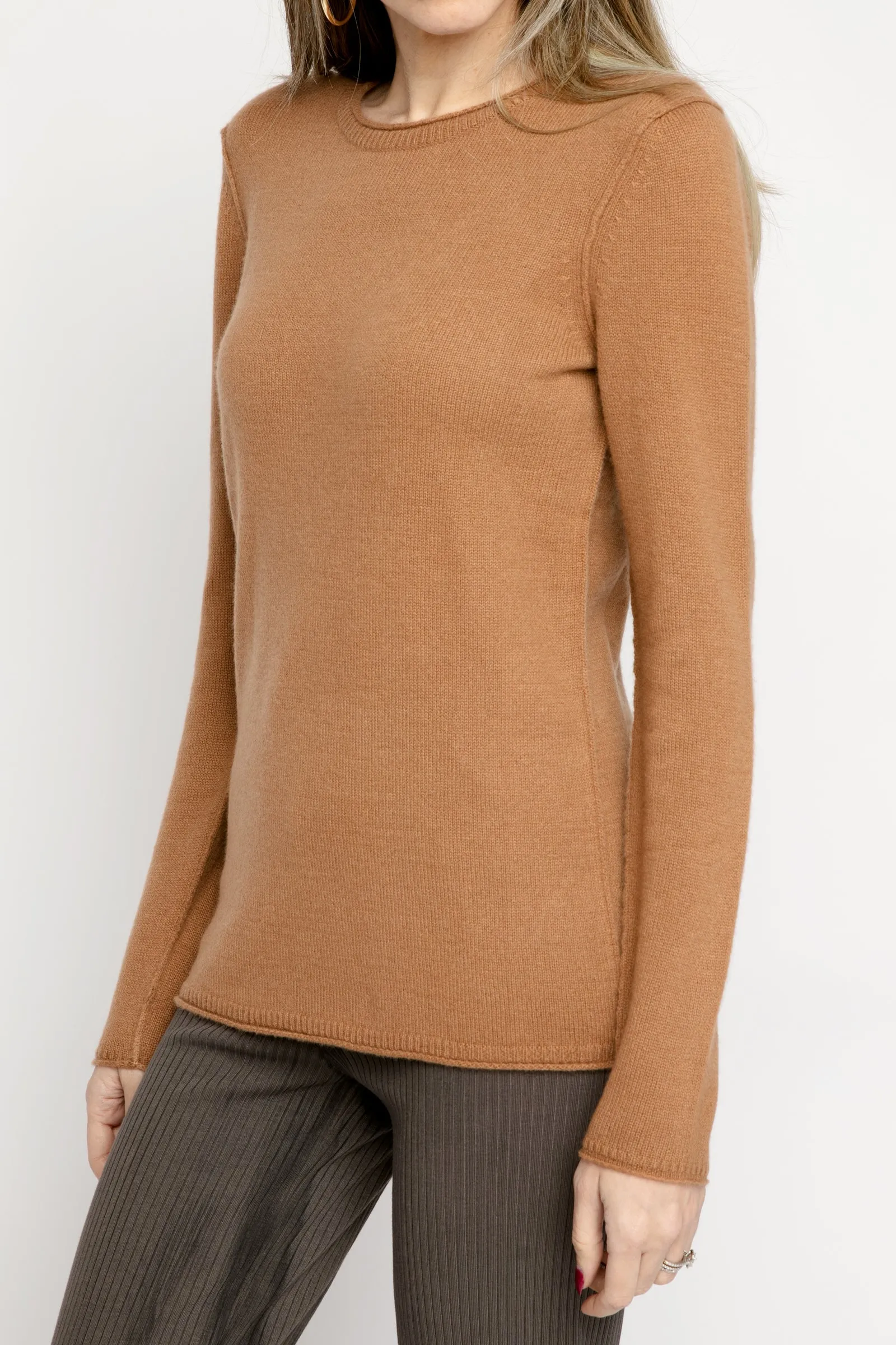 Cozy Luxe Baby Cashmere Crew in Camel