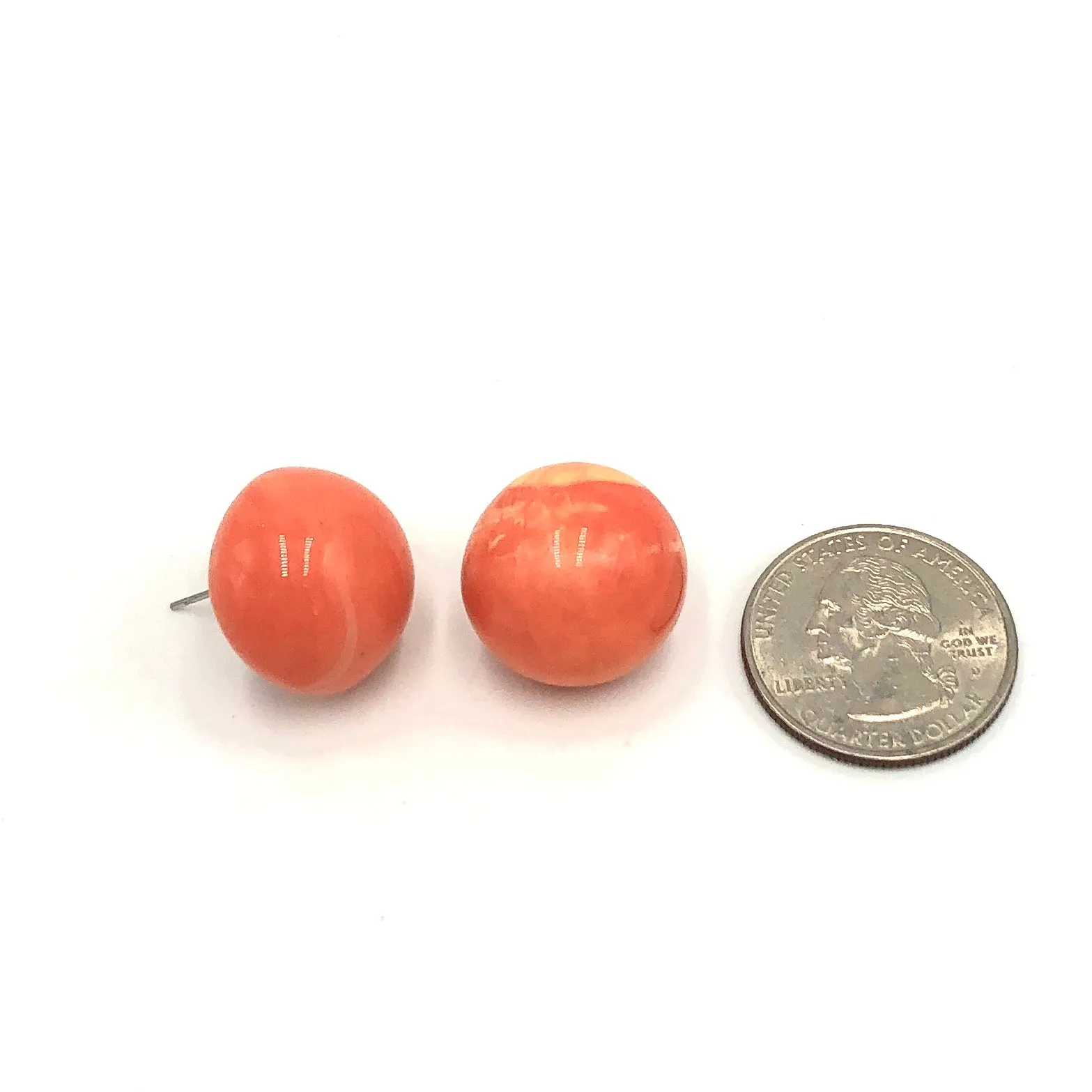 Creamsicle Retro Button Stud Earrings