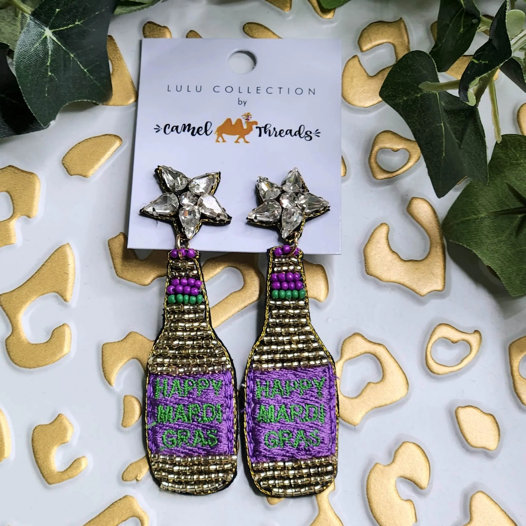 CT Mardi Gras Bottle Earrings