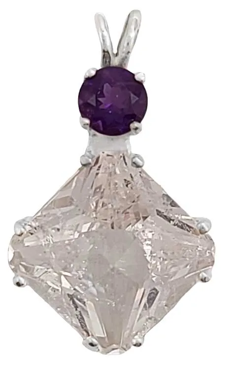 Danburite Small Magician Stone? with Round Cut Amethyst