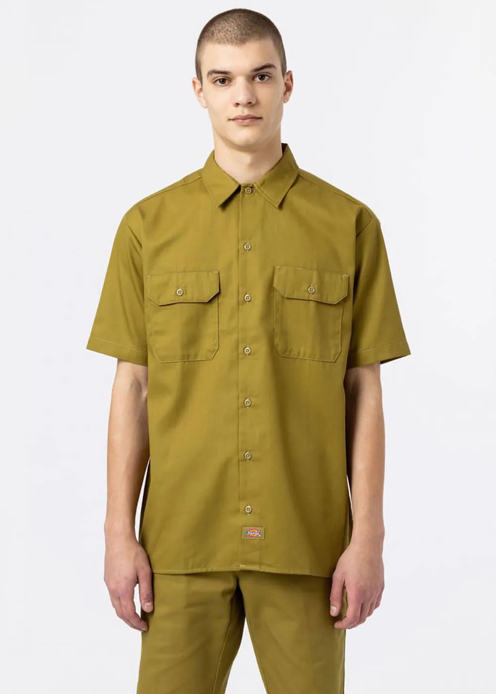 Dickies Men's Work Shirt Short Sleeve Moss Green