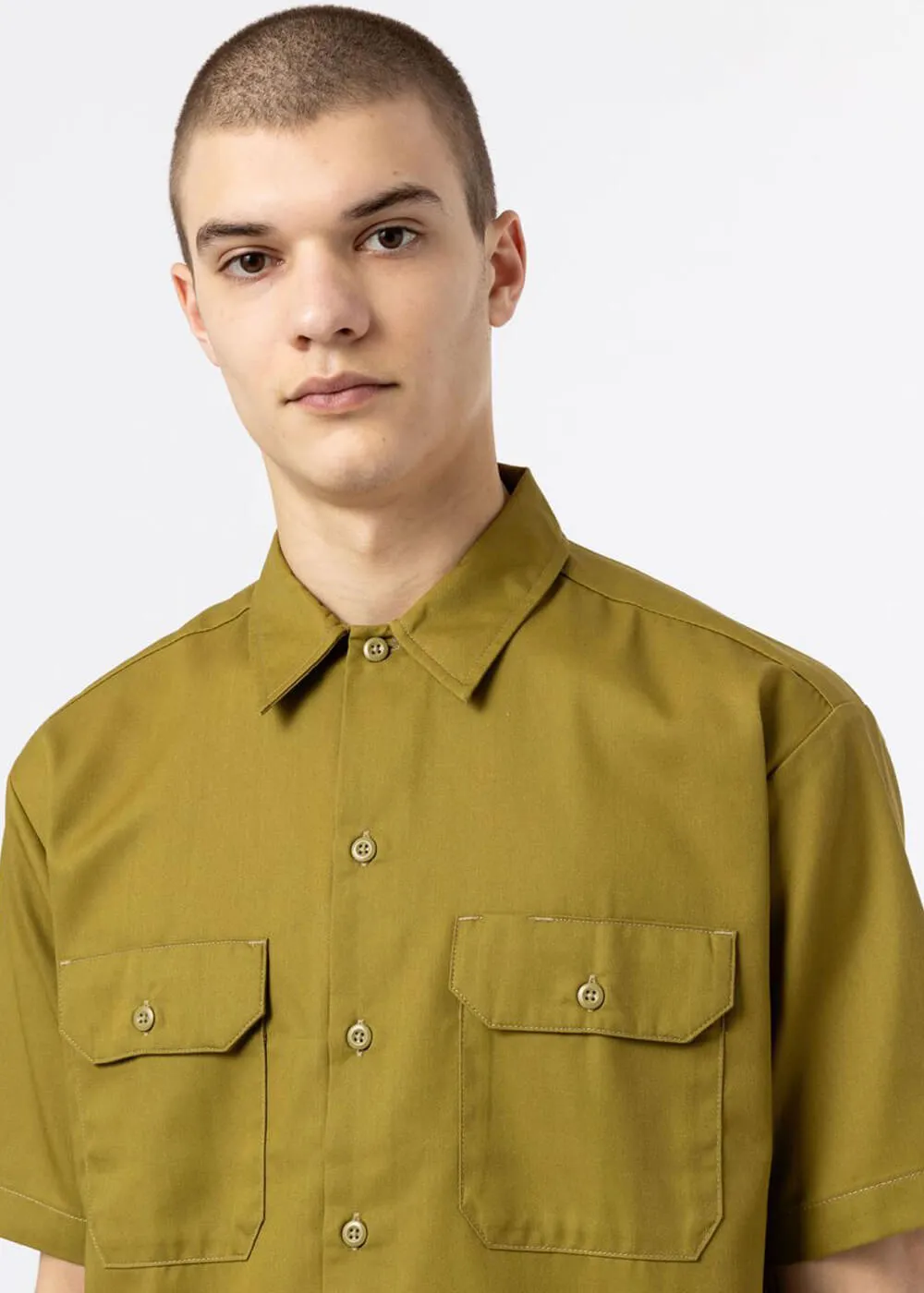 Dickies Men's Work Shirt Short Sleeve Moss Green