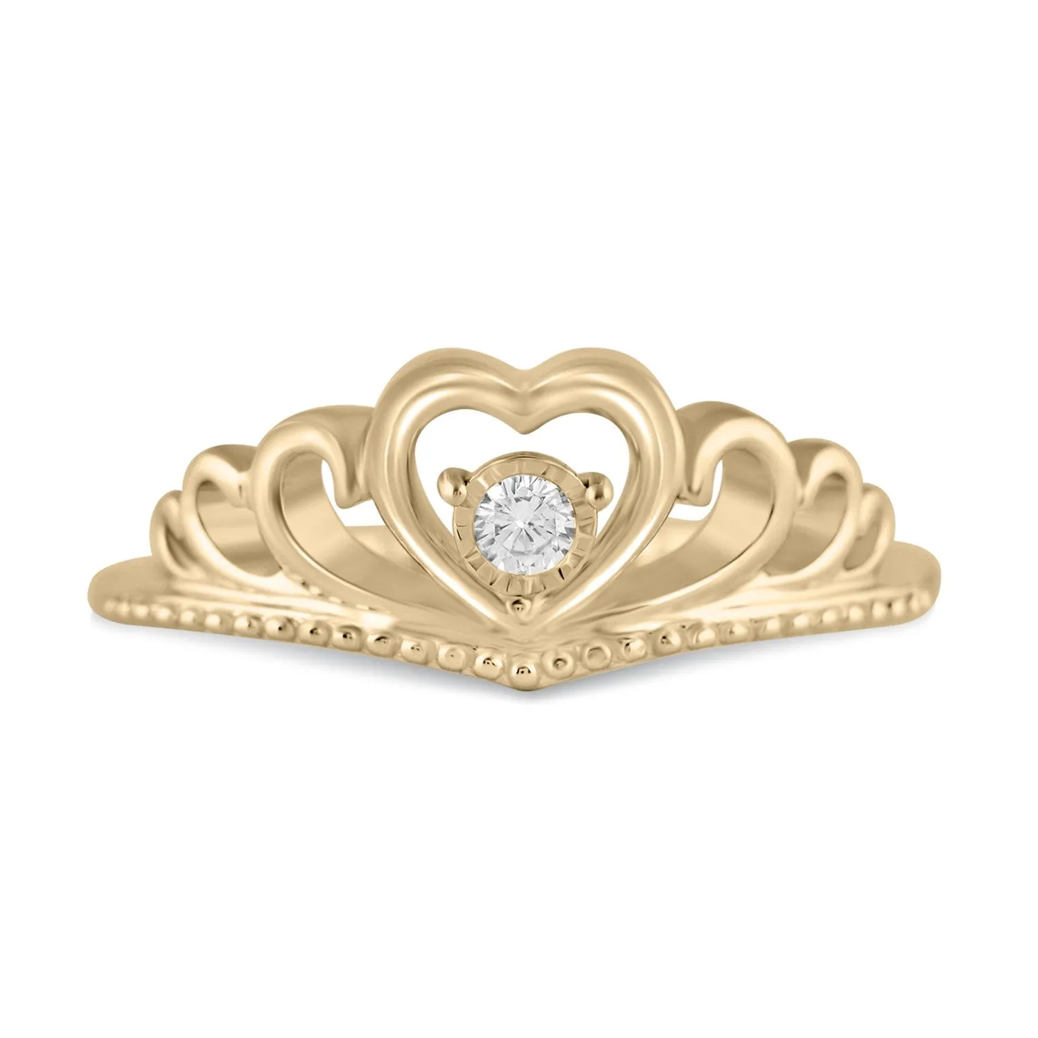 Enchanted Disney Fine Jewelry 10K Yellow Gold with 1/20 cttw Majestic Princess Tiara Ring