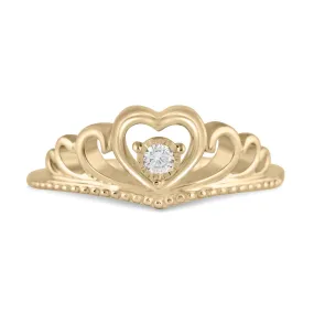 Enchanted Disney Fine Jewelry 10K Yellow Gold with 1/20 cttw Majestic Princess Tiara Ring