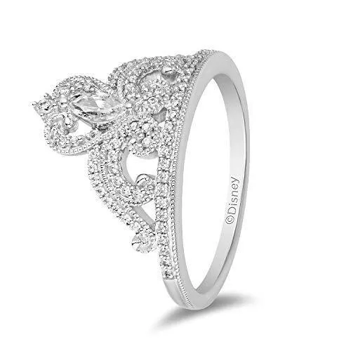 Enchanted Disney Fine Jewelry 14K White Gold With 1/3Cttw Diamond Majestic Princess Tiara Ring