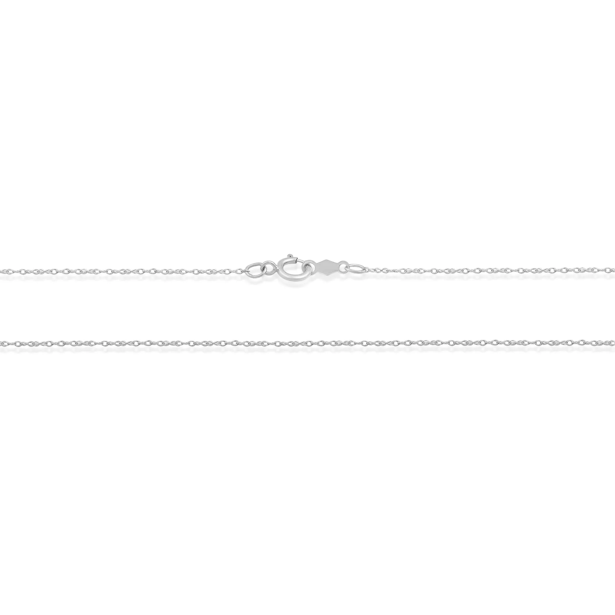 Everyday Elegance 14K White Gold Rope Chain Necklace with Spring-ring Clasp |18 Inch Length | 0.8 mm Thick | With Gift Box