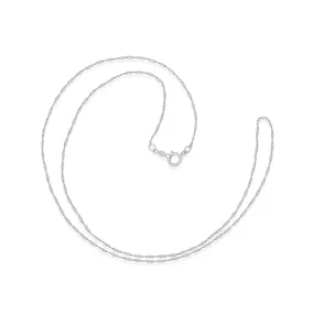 Everyday Elegance 14K White Gold Rope Chain Necklace with Spring-ring Clasp |18 Inch Length | 0.8 mm Thick | With Gift Box