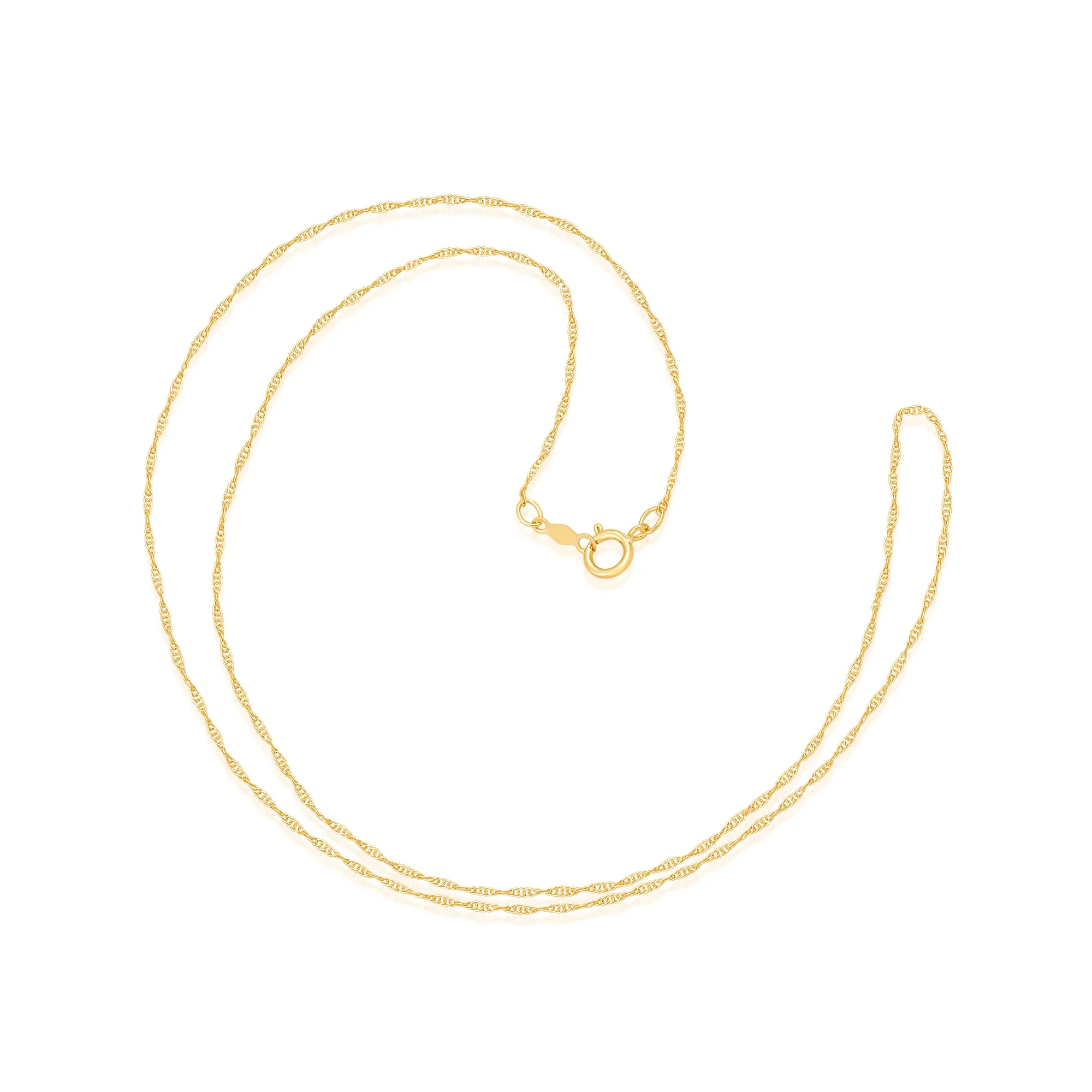 Everyday Elegance 14K Yellow Gold Rope Chain Necklace with Spring-ring Clasp |18 Inch Length | 0.8 mm Thick | With Gift Box