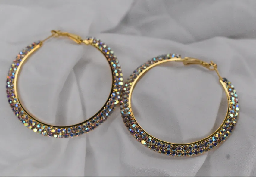 Extra Glam Small Rhinestone Hoops