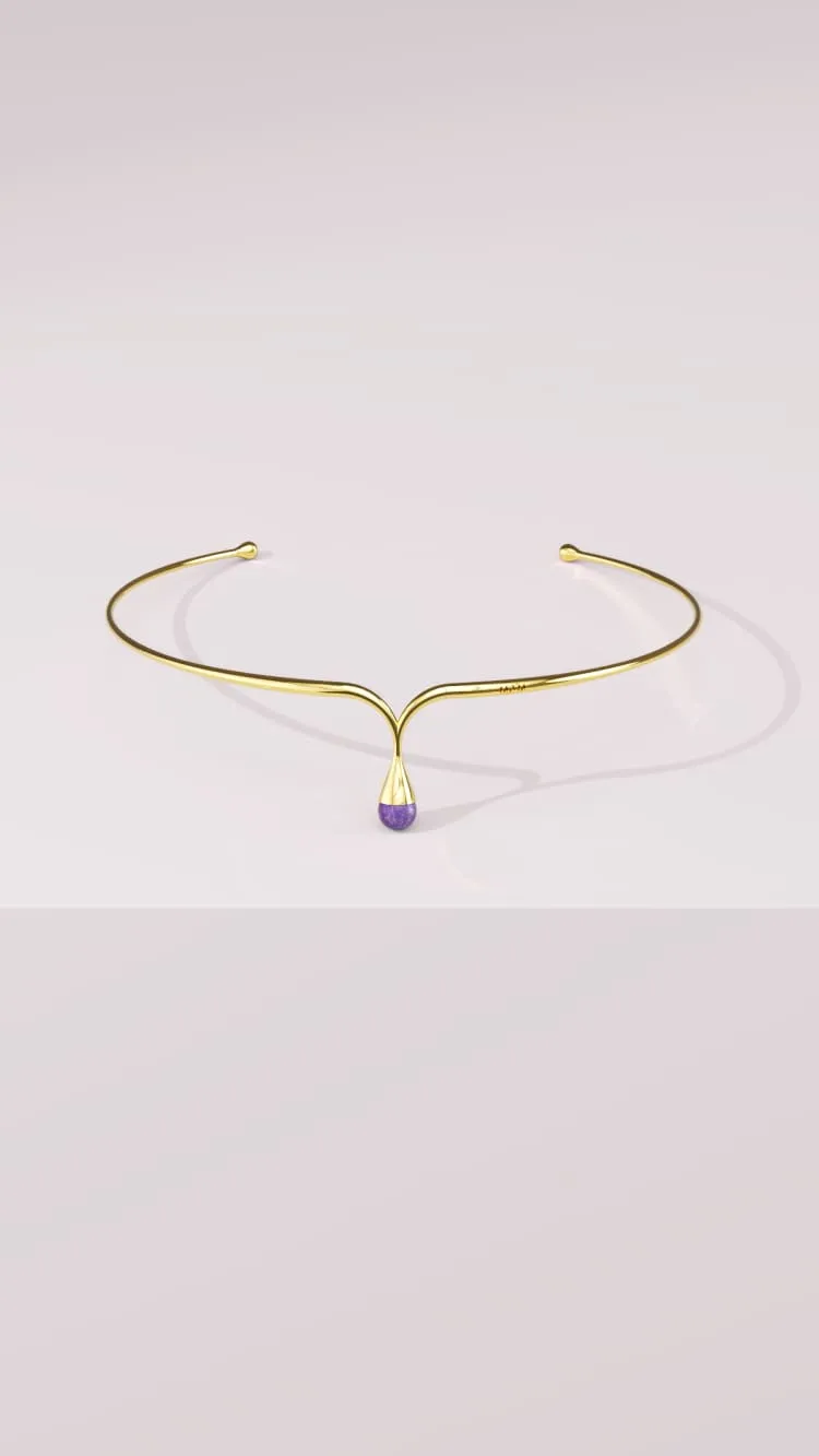 Gold headpiece with amethyst