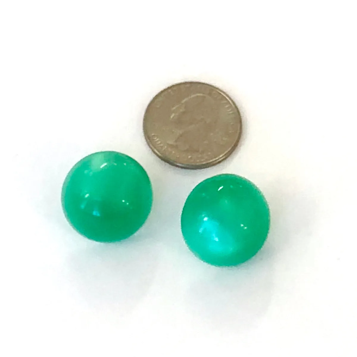 Green Moonglow Retro Button Stud Earrings