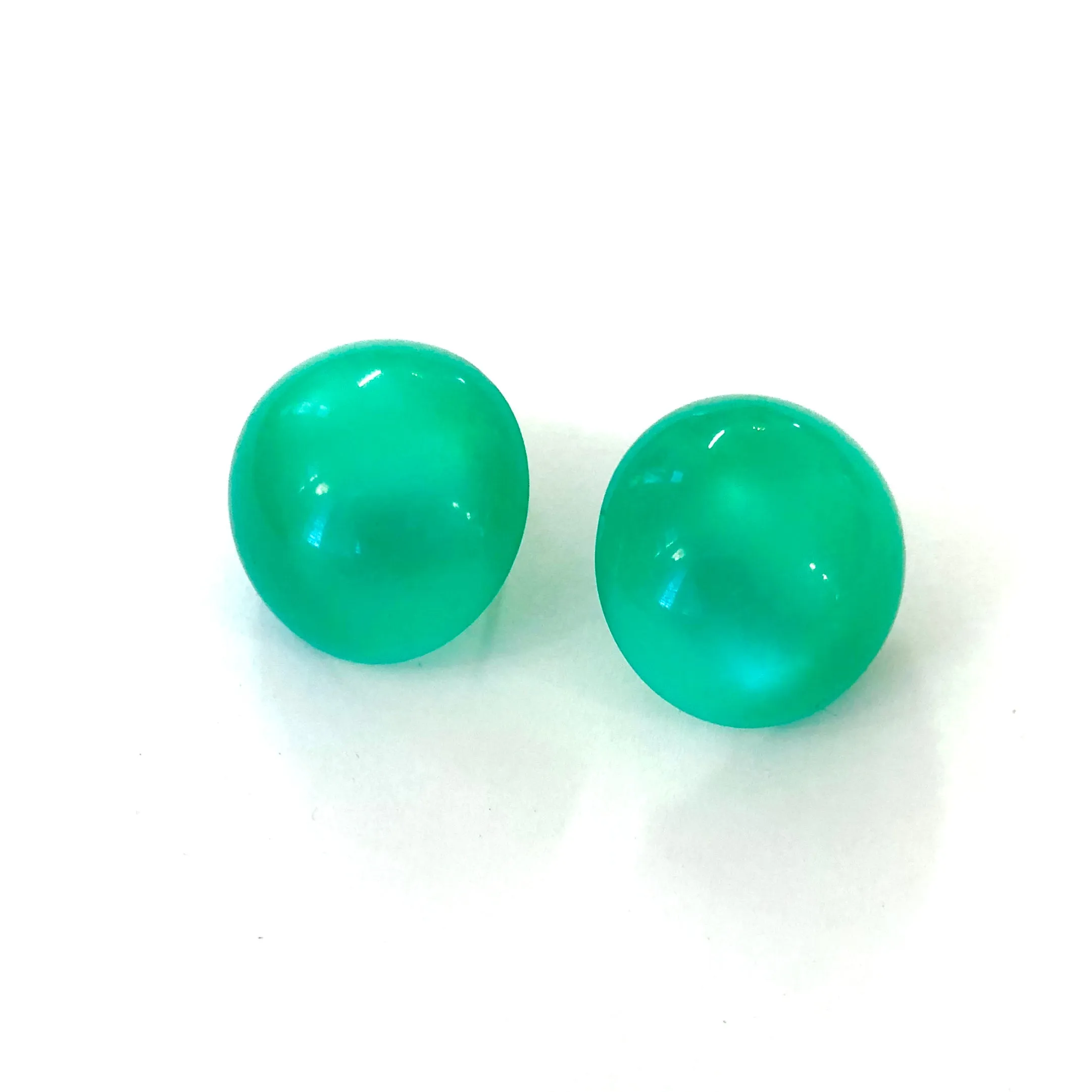 Green Moonglow Retro Button Stud Earrings