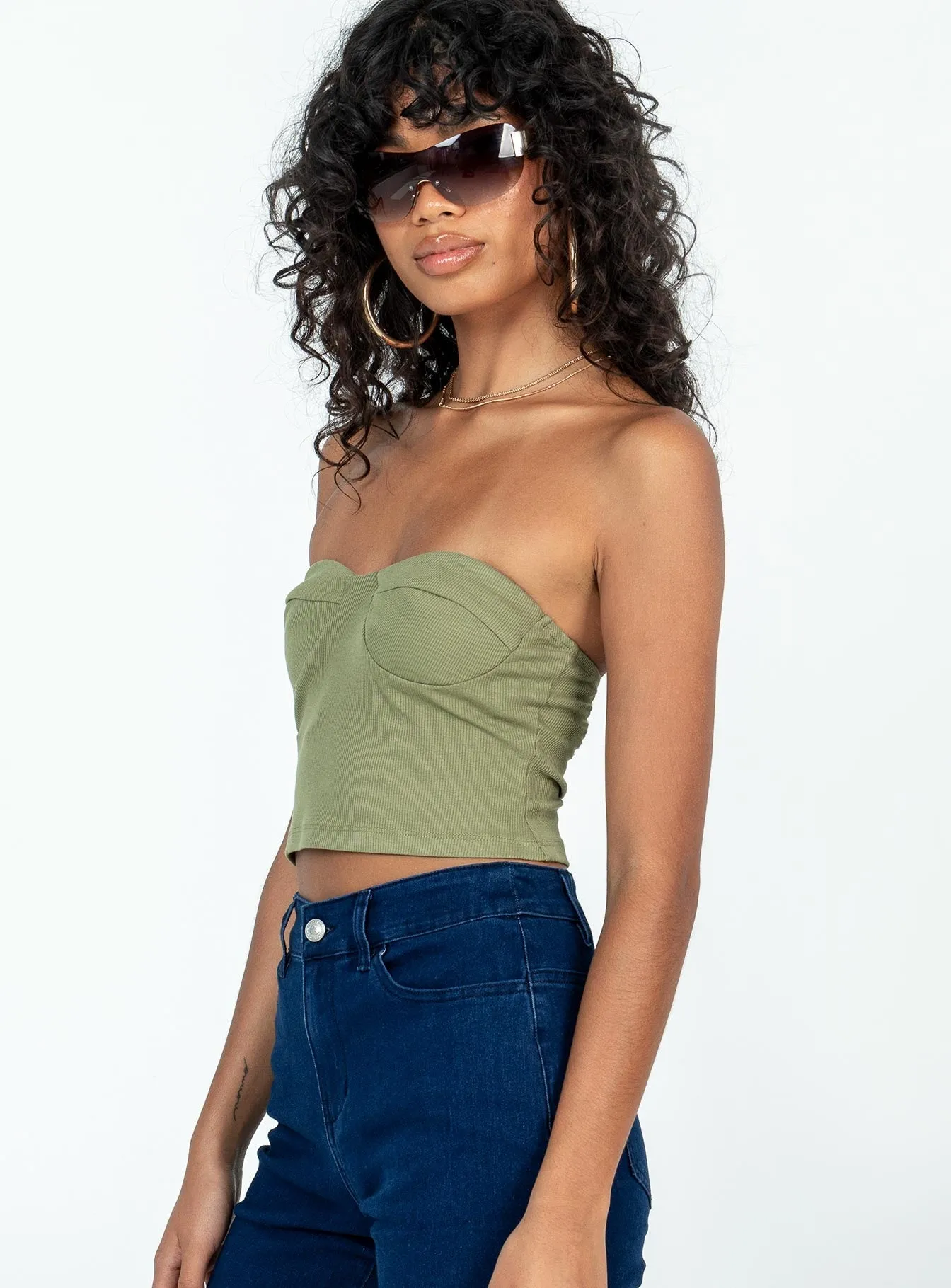 Henney Strapless Top Khaki