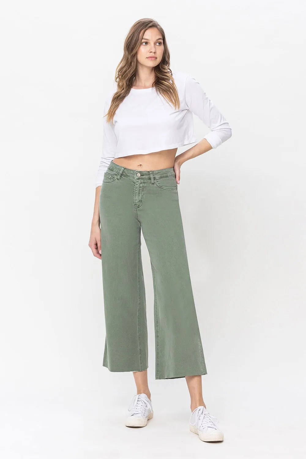 High Rise Crop Wide Leg Pant