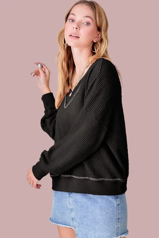 Holly Waffle Long Sleeve Top