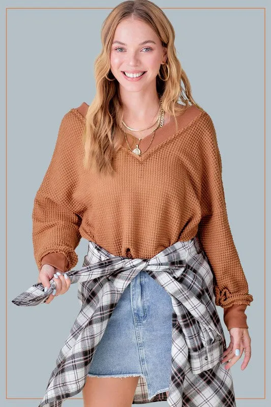 Holly Waffle Long Sleeve Top