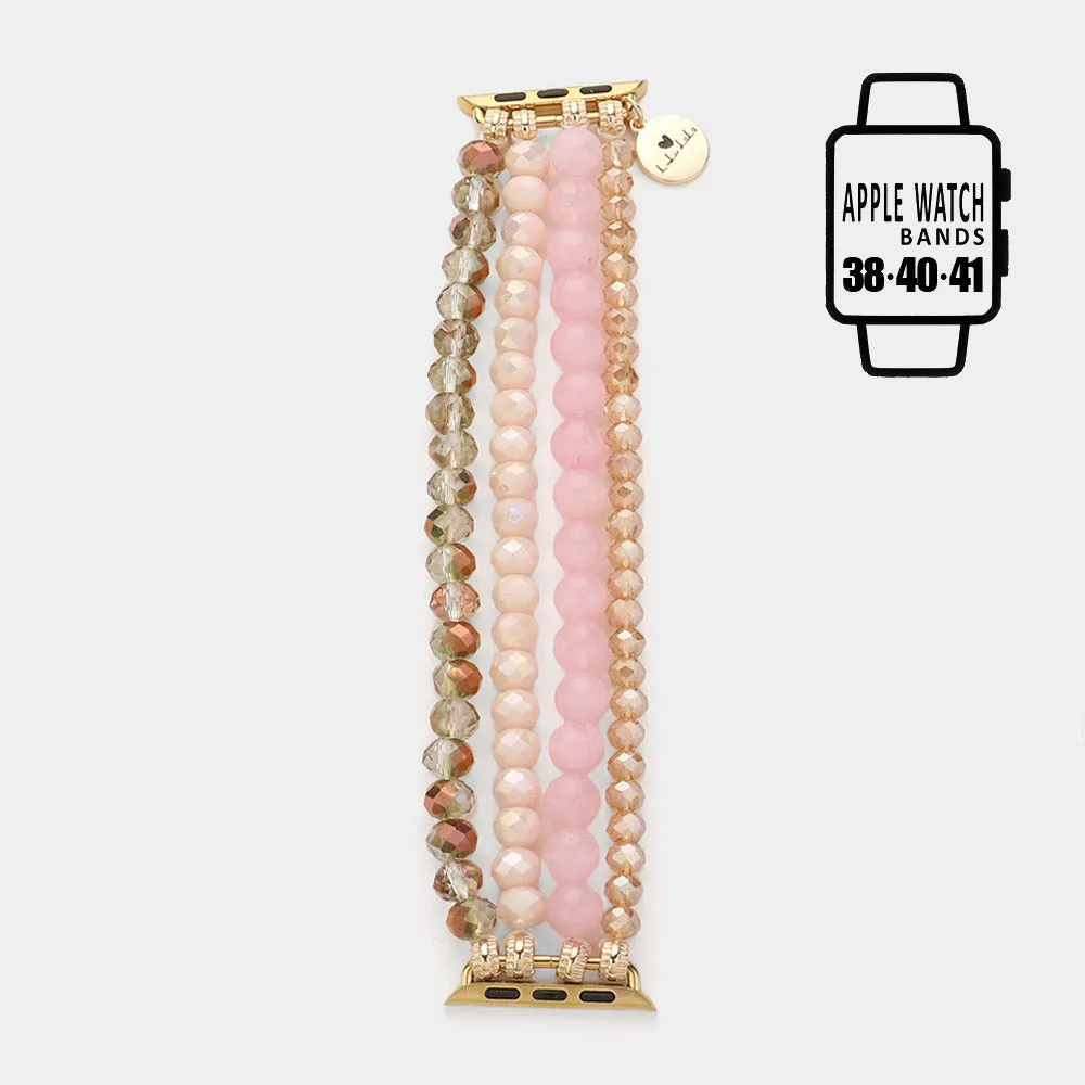 iLLASPARKZ Faceted Beads Natural Stone Beaded Multi Layered Apple Watch Band