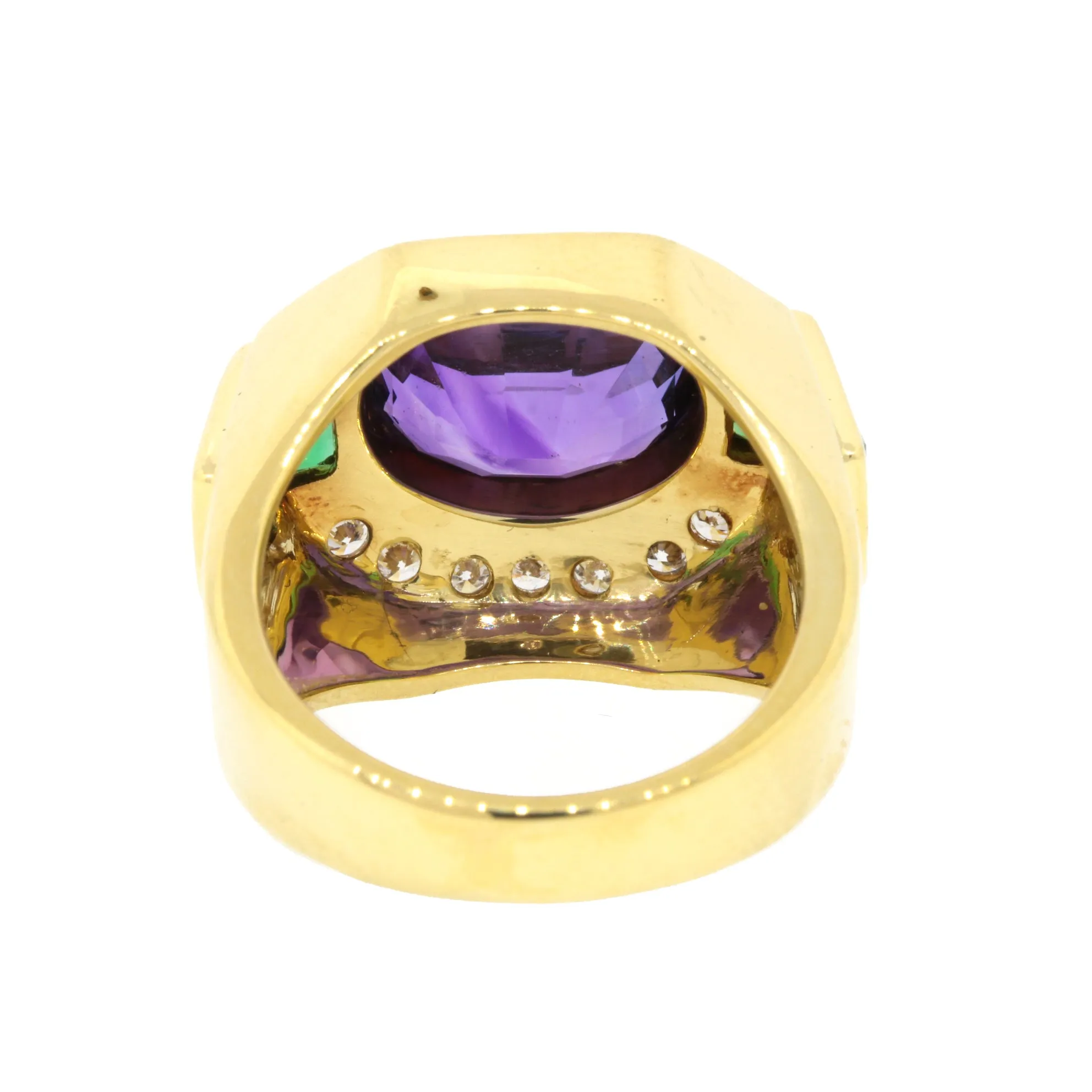 Lagos Amethyst, Tourmaline & Diamond Ring in 18k Gold