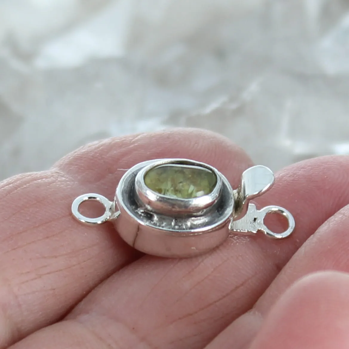 Light Julip Green Tourmaline Sterling Clasp