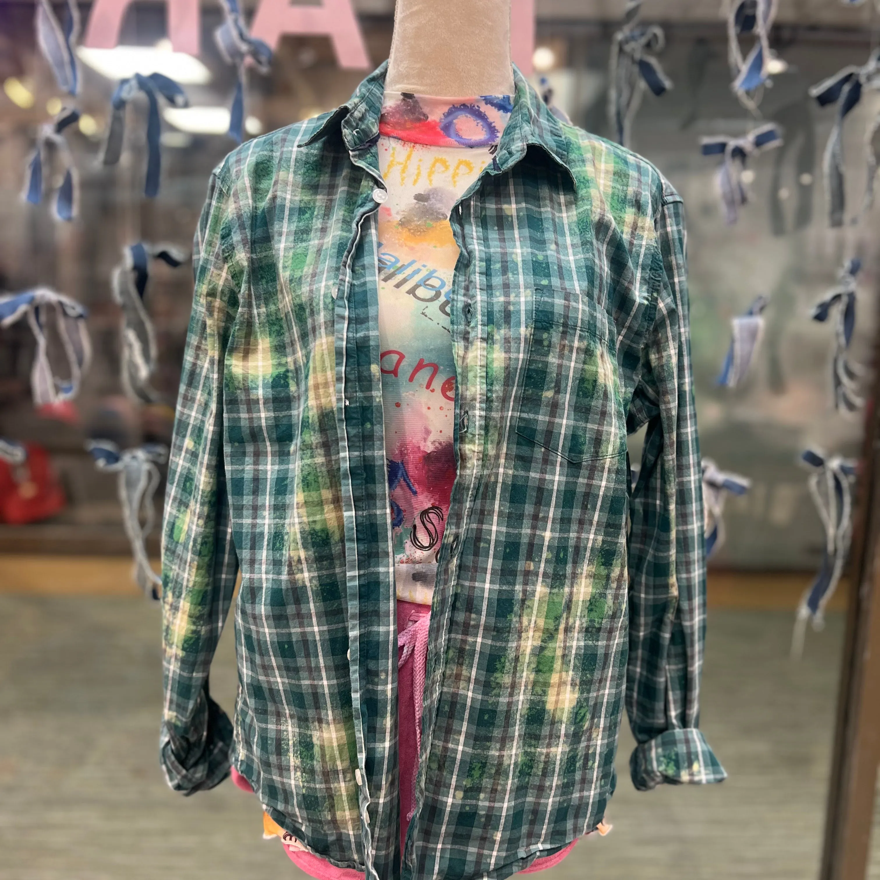 Lightweight Plaid Button up -Large