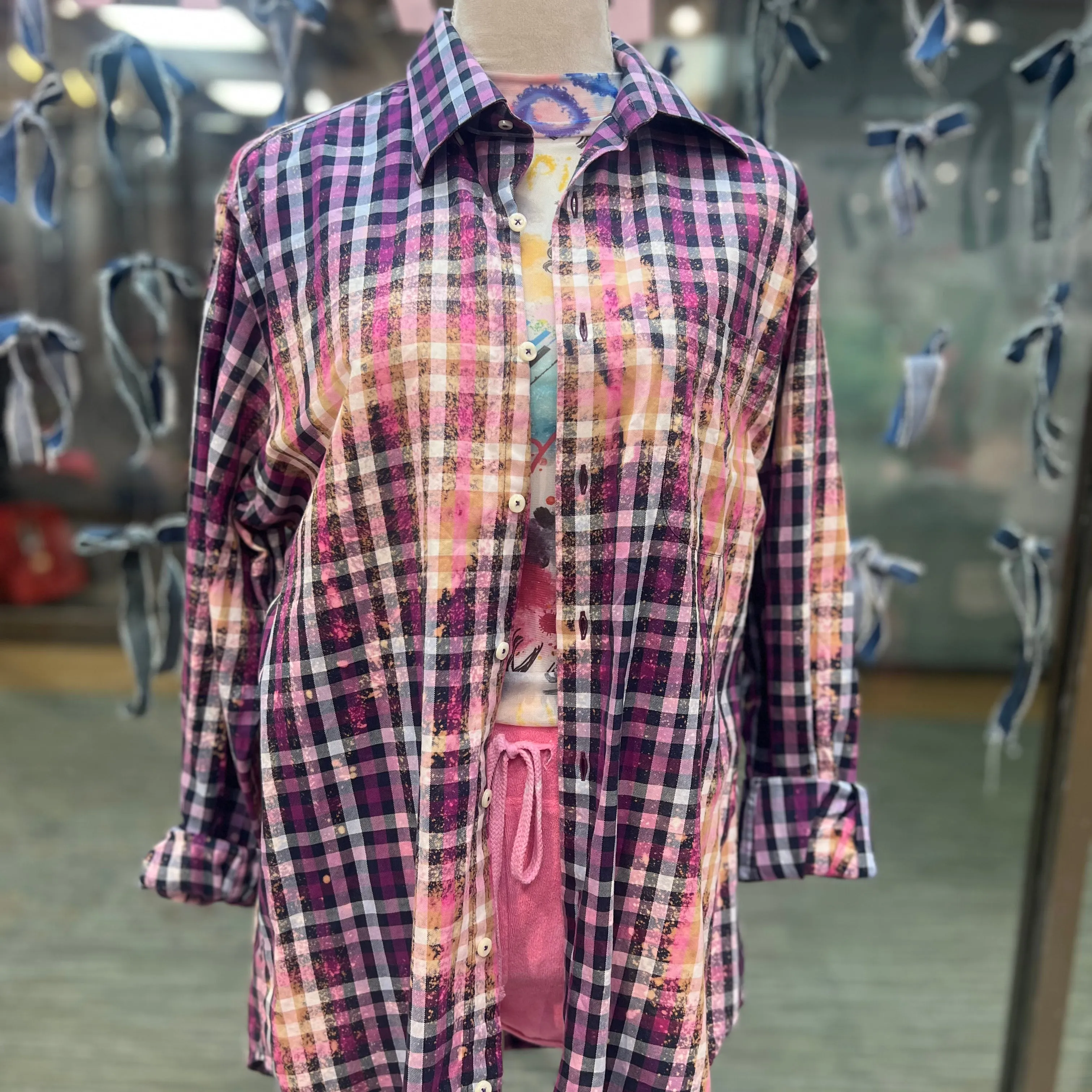 Lightweight Plaid Button up -Large