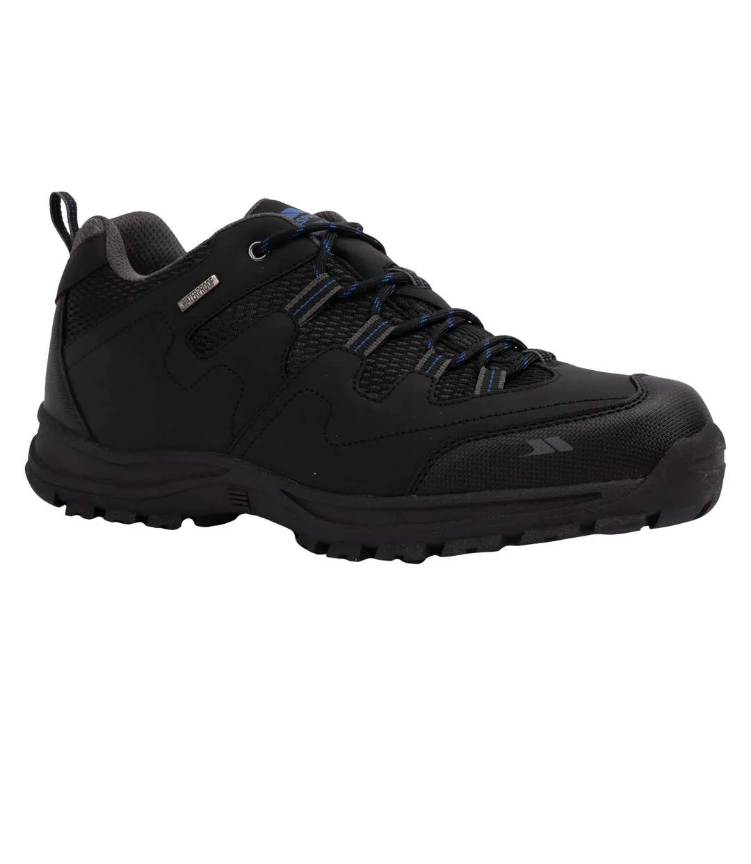 Mens finley low cut hiking shoes black/blue Trespass