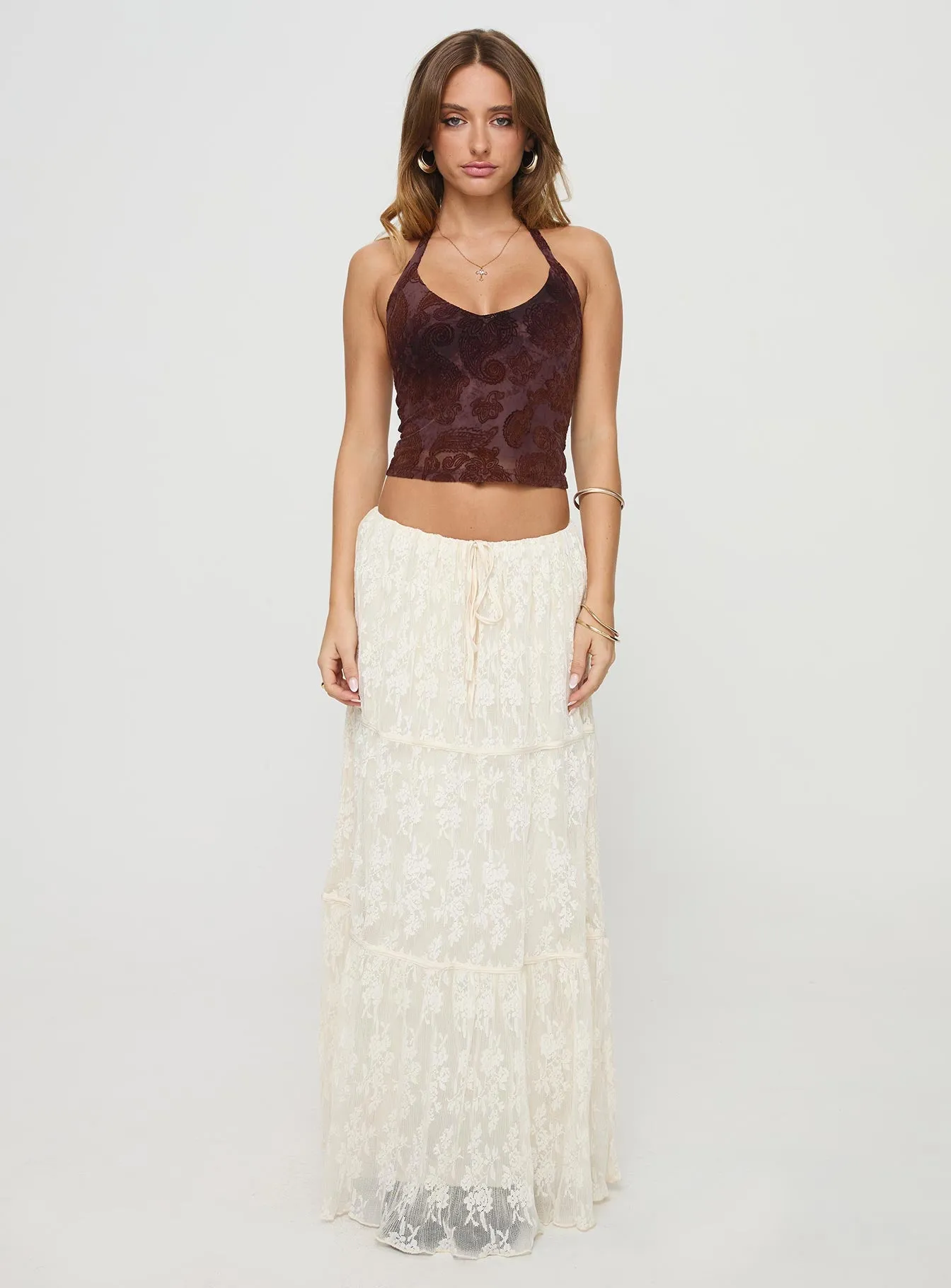 Oh Plisse Maxi Skirt Cream