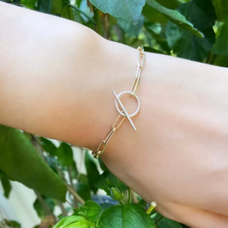 Paperclip Chain Bracelet With Diamond Clasp