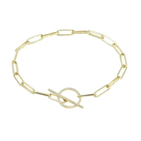 Paperclip Chain Bracelet With Diamond Clasp